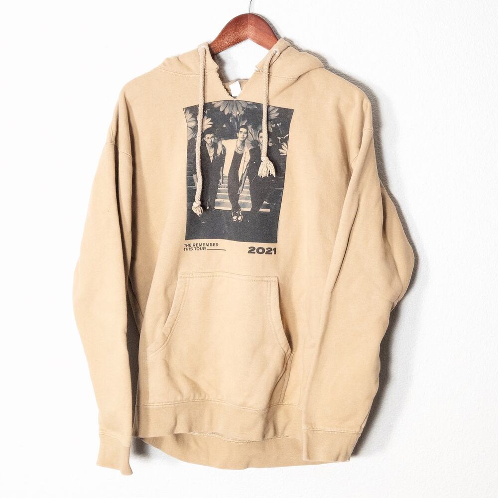 Jonas Brothers 2021 Tour Graphic Hoodie Beige Size L Retro Streetwear